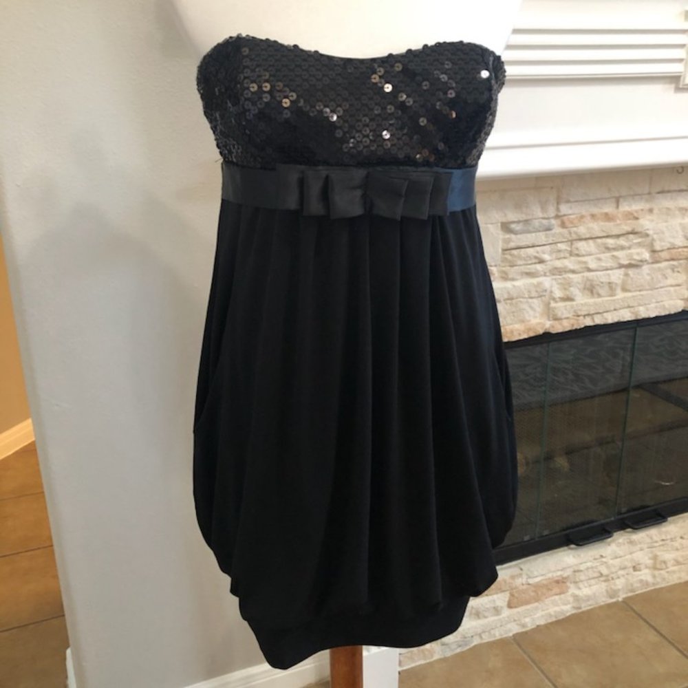 Morgan & Co. Mini Little Black Dress w/ Sequins